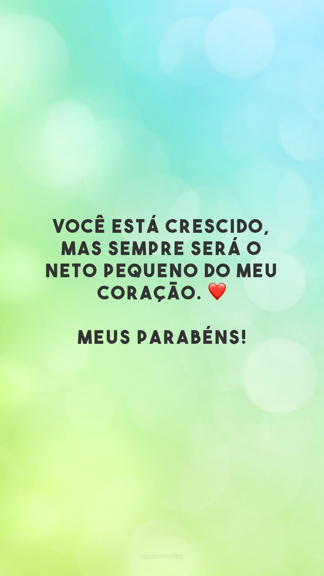 Você está crescido, mas sempre será o neto pequeno do meu coração. ❤️ Meus parabéns!