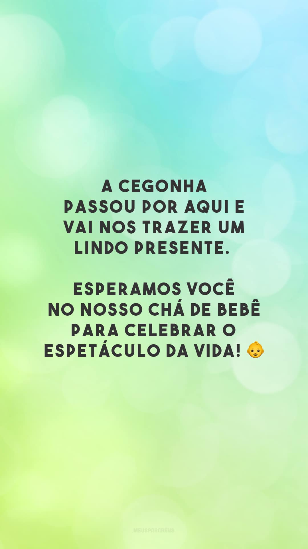 A cegonha passou por aqui e vai nos trazer um lindo presente. Esperamos você no nosso chá de bebê para celebrar o espetáculo da vida!👶