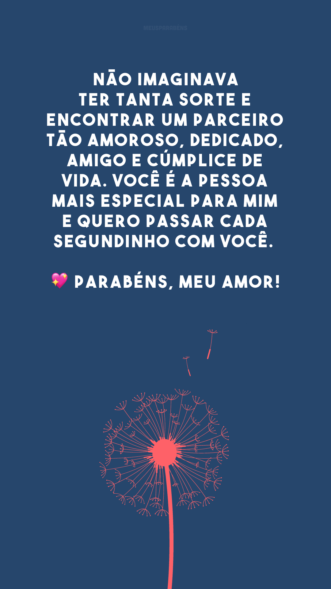 Não imaginava ter tanta sorte e encontrar um parceiro tão amoroso, dedicado, amigo e cúmplice de vida. Você é a pessoa mais especial para mim e quero passar cada segundinho com você. 💖 Parabéns, meu amor!