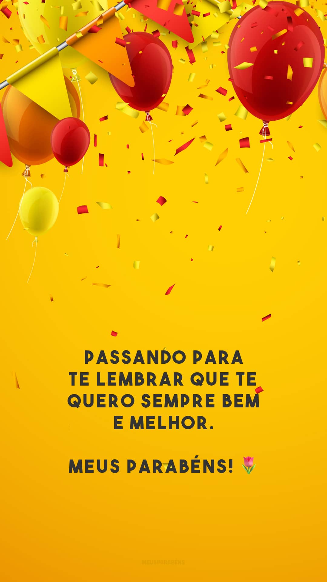 Passando para te lembrar que te quero sempre bem e melhor. Meus parabéns! 🌷