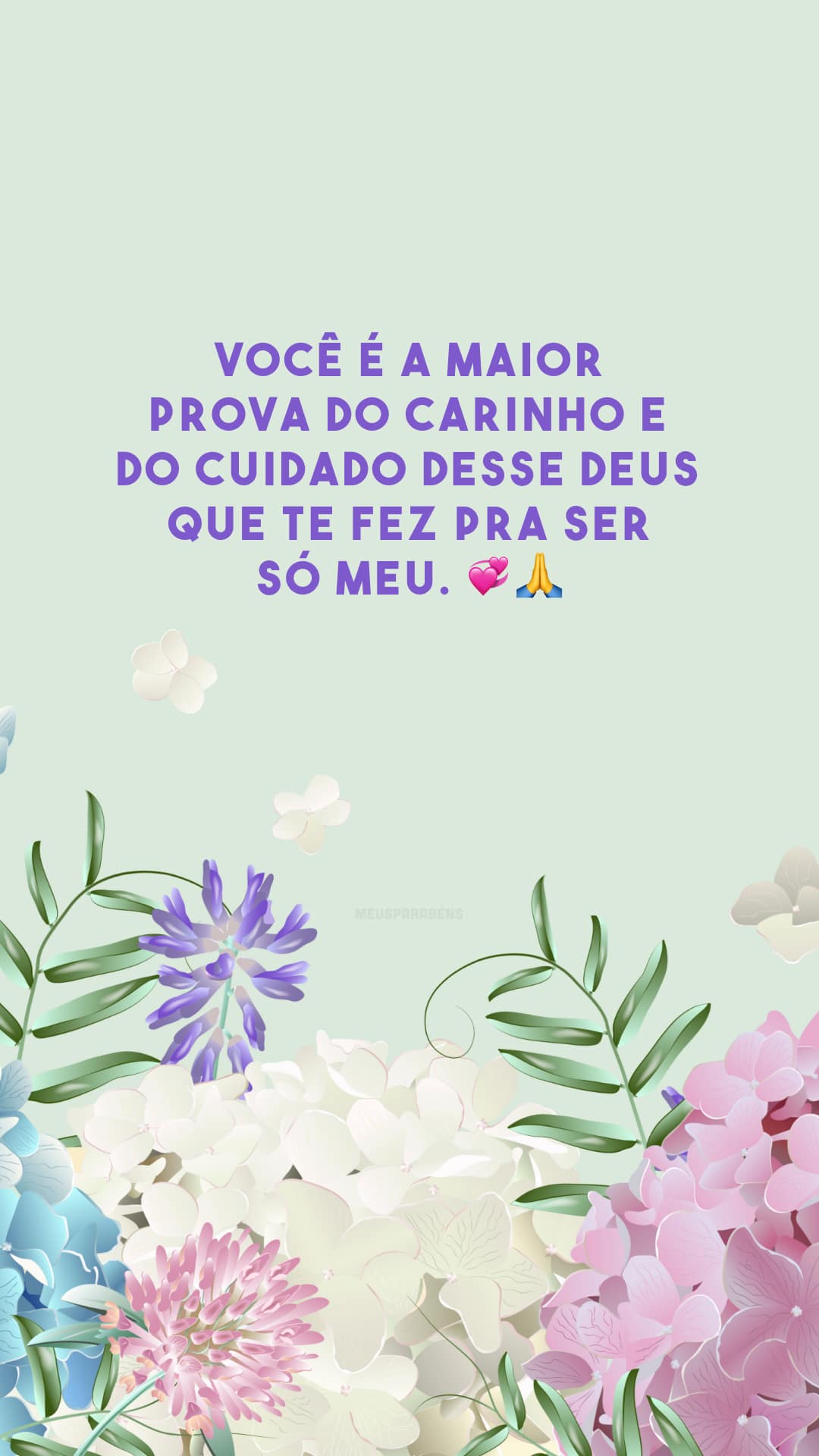 Você é a maior prova do carinho e do cuidado desse Deus que te fez pra ser só meu. 💞🙏