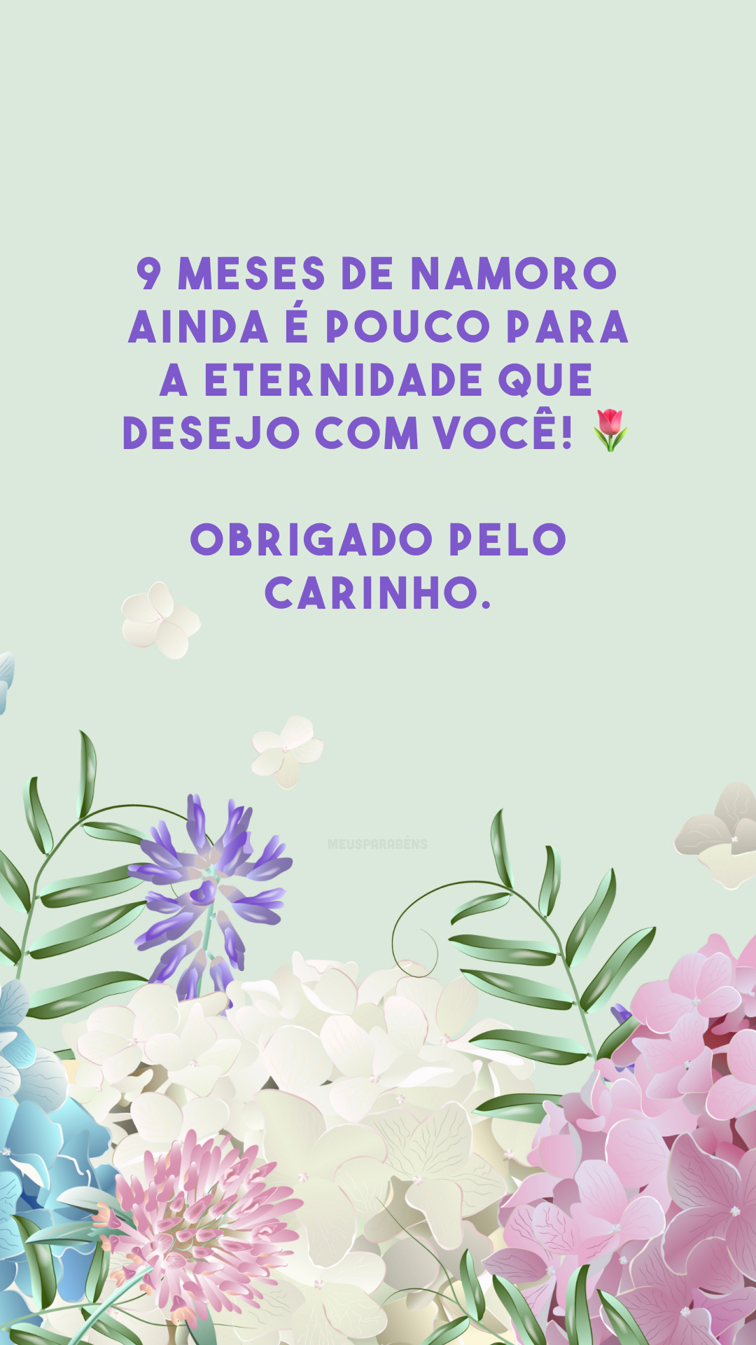 9 meses de namoro ainda é pouco para a eternidade que desejo com você! 🌷 Obrigado pelo carinho.