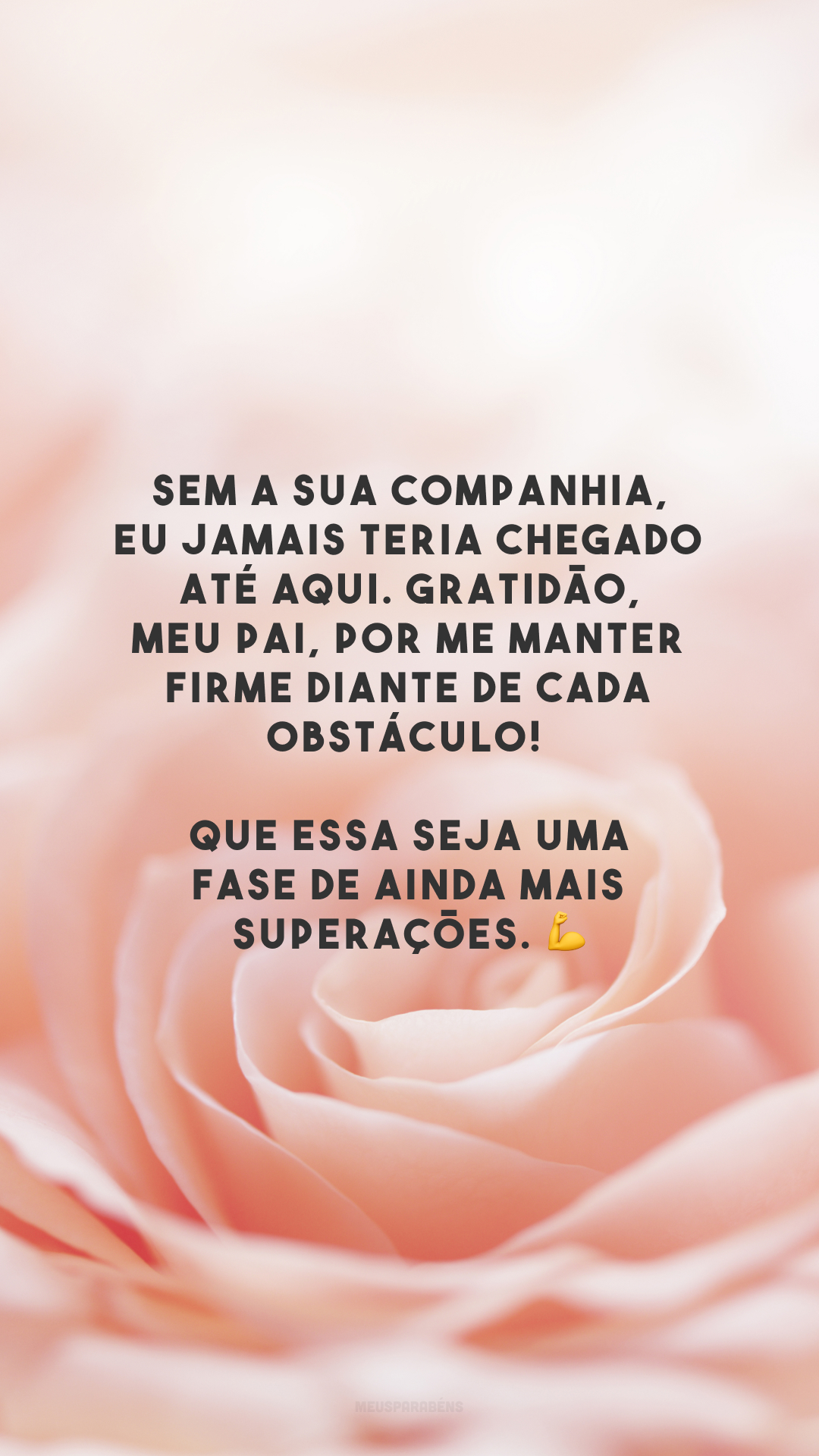 Sem a Sua companhia, eu jamais teria chegado até aqui. Gratidão, meu Pai, por me manter firme diante de cada obstáculo! Que essa seja uma fase de ainda mais superações. 💪