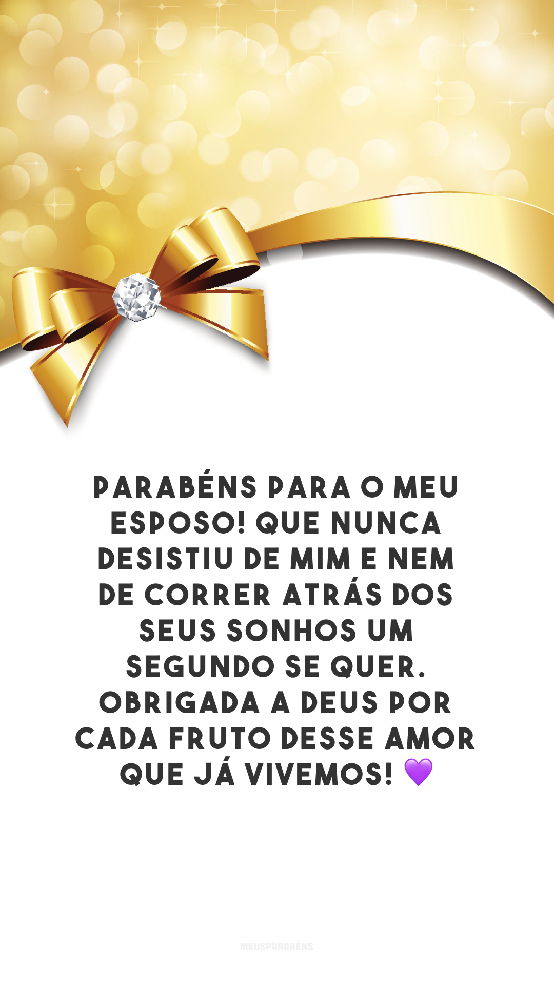 Parabéns para o meu esposo! Que nunca desistiu de mim e nem de correr atrás dos seus sonhos um segundo se quer. Obrigada a Deus por cada fruto desse amor que já vivemos! 💜